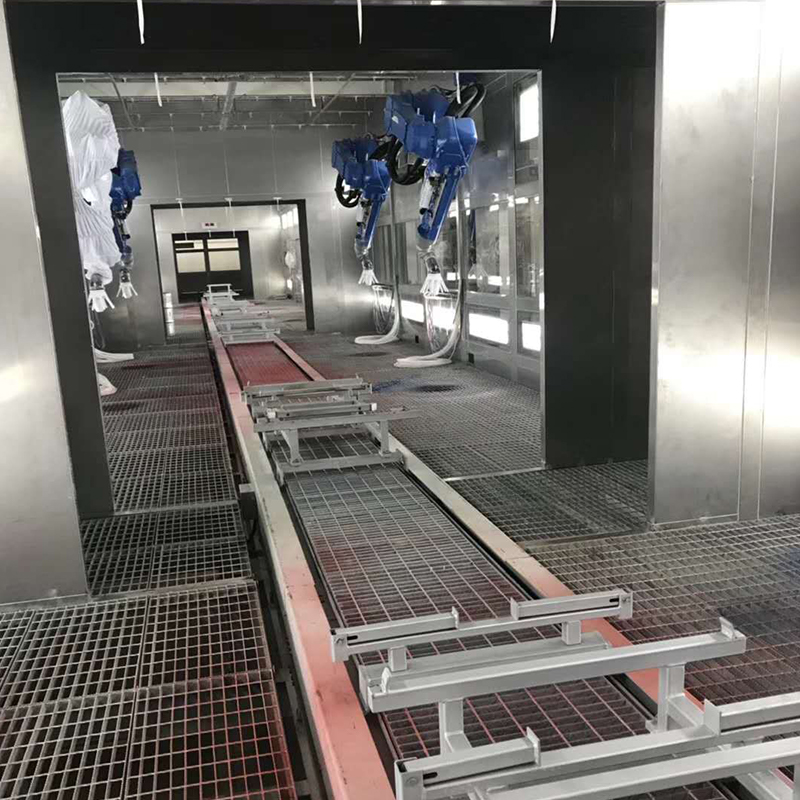 穀物タンクローリー車体塗装ライン
