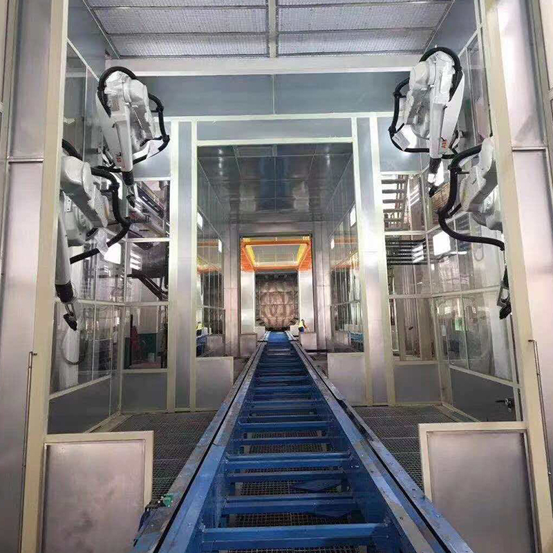 モーターケーシング用スプレー塗装ライン
